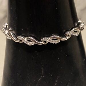Elegant Silver Cz Wave Bracelet